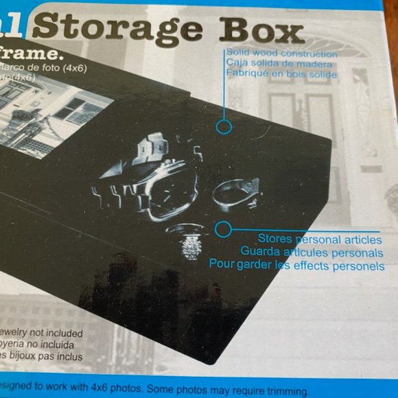Keepsafe * BLACK WOOD Personal STORAGE BOX * 4x6 Photo top (slides open) * GIFT - Picture 4 of 4